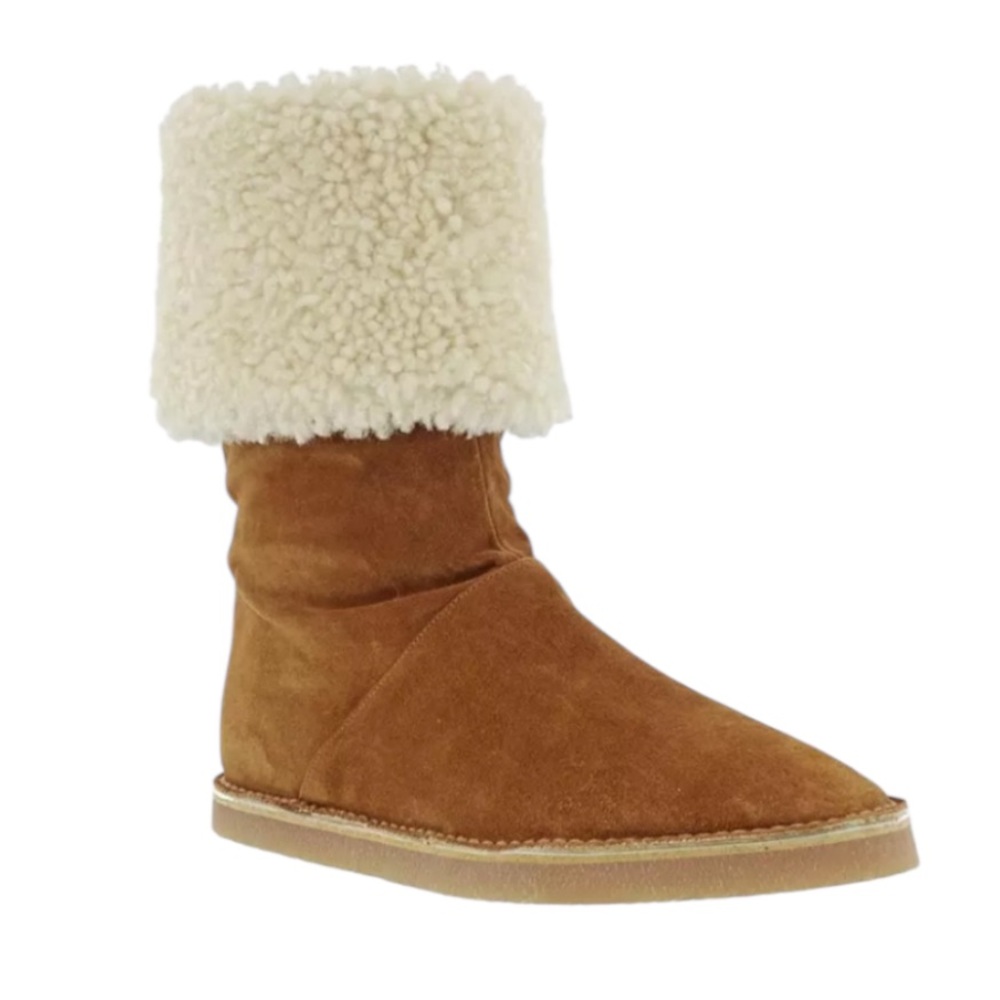 Stuart Weitzman Nata Bridle Alaska Brown Shearling Boots Size 9